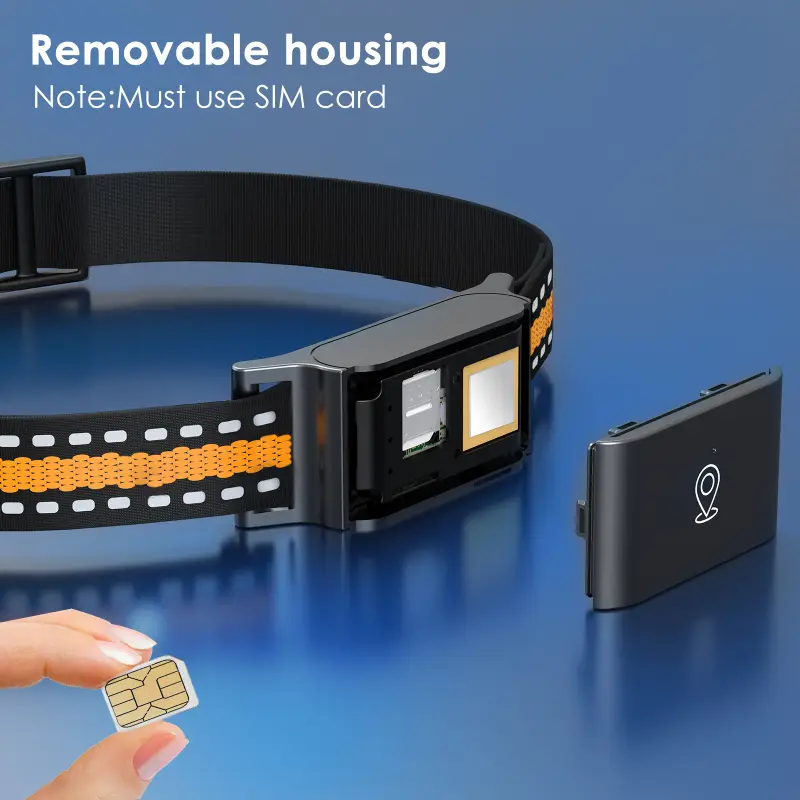 宠物 GPS 定位器 Collar with SIM Card Slot, Real-time Location & Data Connectivity