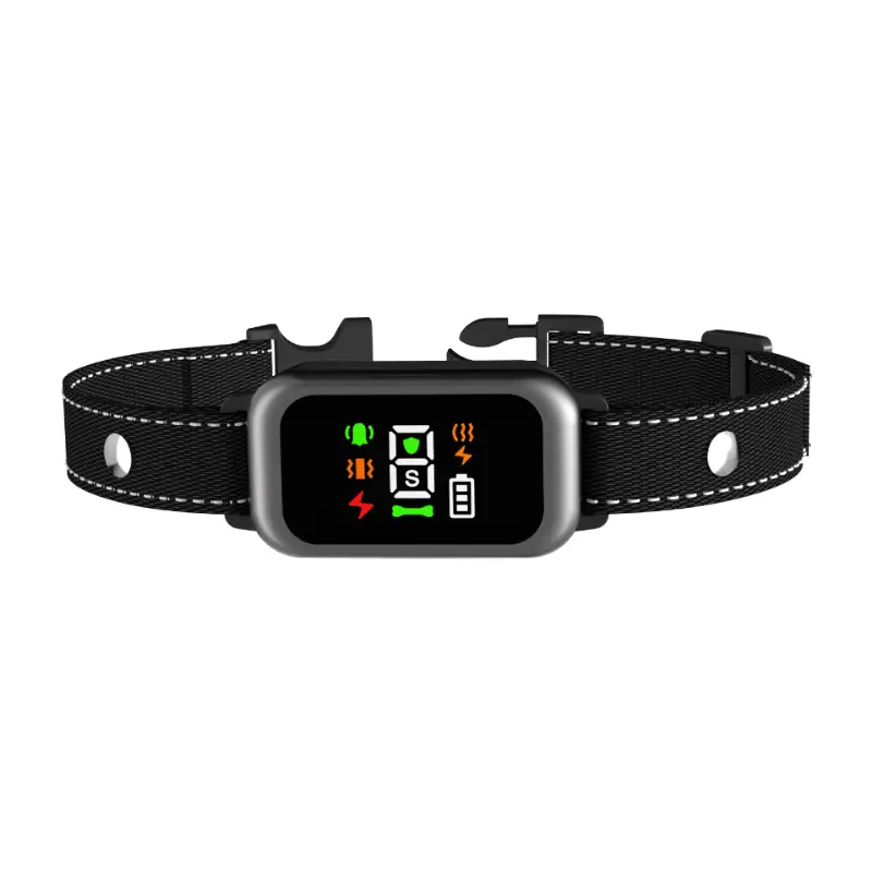Digital display anti-bark collar with training modes and battery indicator for dogs