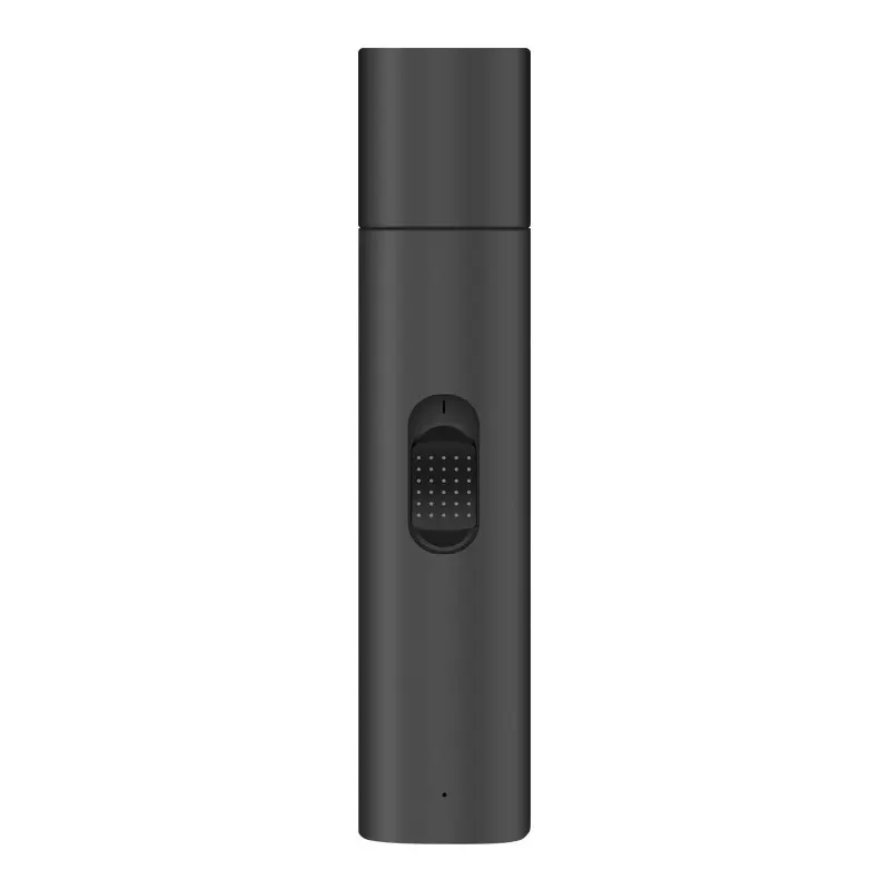 Sleek black electric pet nail grinder with textured power switch on plain background.