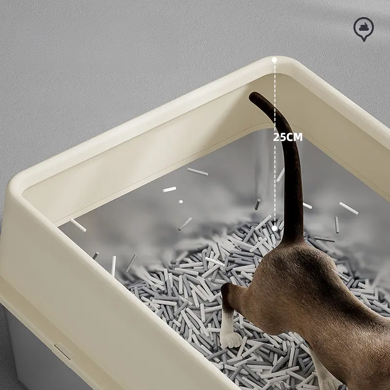 Stainless steel cat litter box, anti-splash & easy-clean, cuts odor and mess for cat parents.