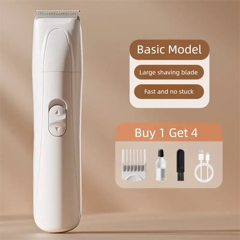 Basic pet clipper with large blade, 4 accessories for smooth, snag-free grooming.