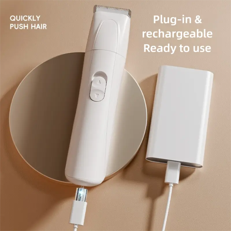 Rechargeable pet clipper with Type-C charging, plug-in and ready to use.
